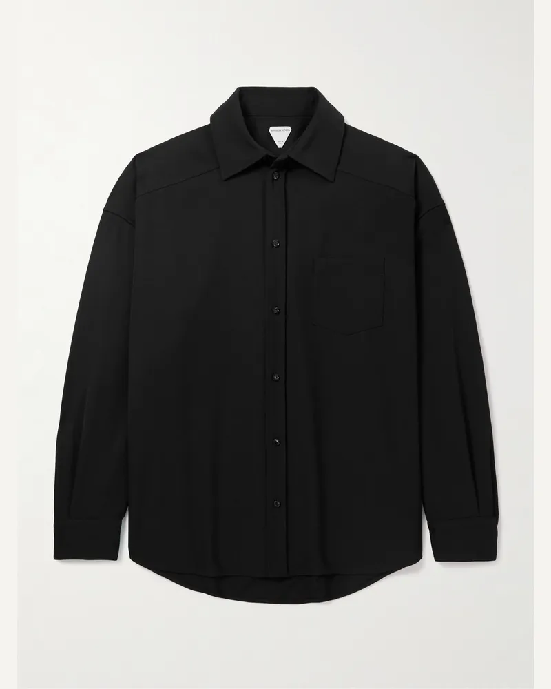 Bottega Veneta Oversized-Hemd aus Woll-Twill Schwarz