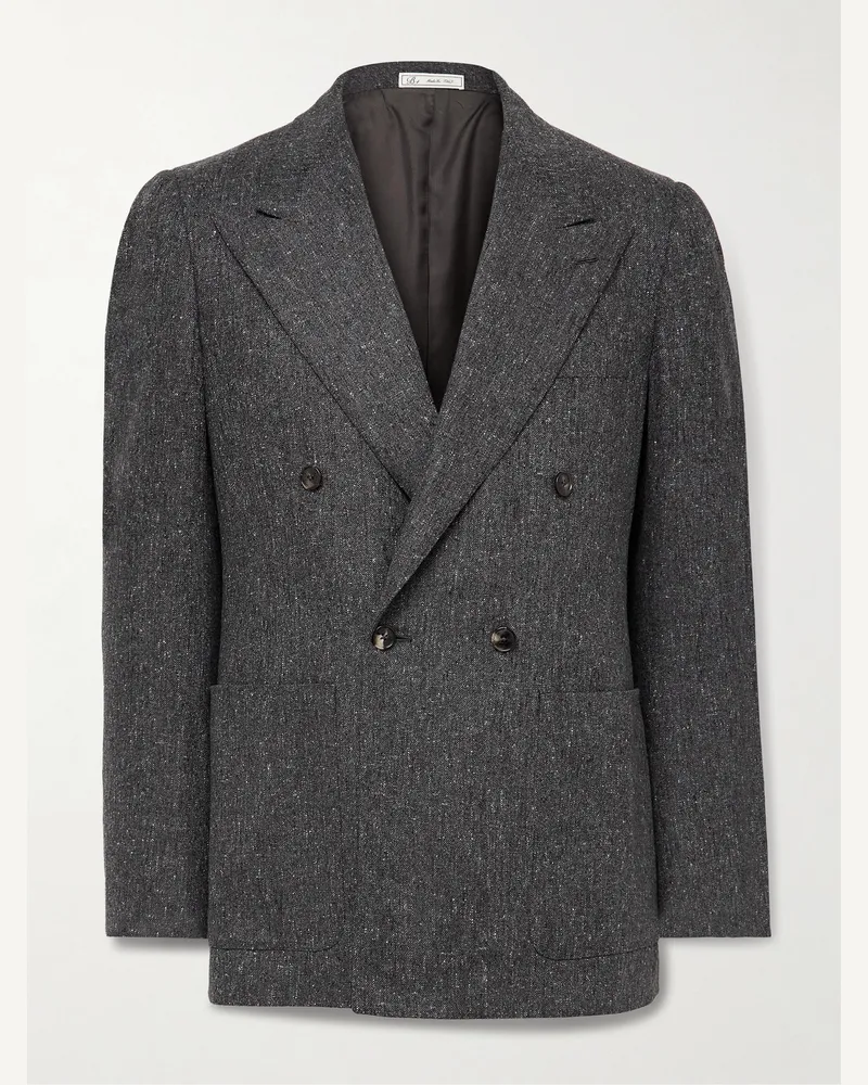 Umit Benan Double-Breasted Wool and Cashmere-Blend Blazer Gray