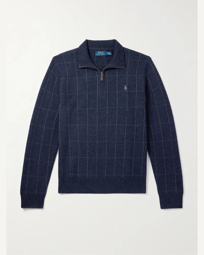 Ralph Lauren Troyer aus Wolle mit Karomuster Blau