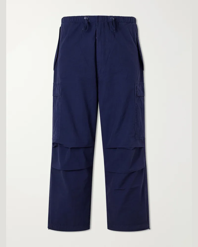 Ralph Lauren Wide-Leg Cotton-Canvas Cargo Trousers Blue