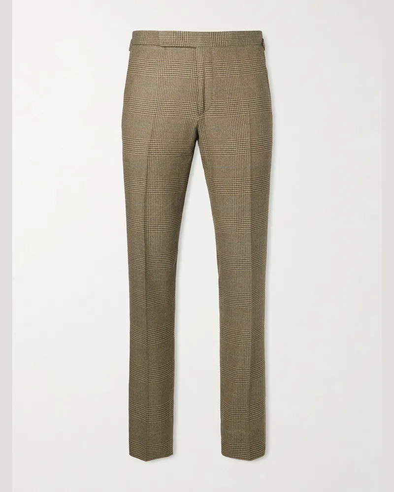 Ralph Lauren Straight-Leg Checked Silk, Wool and Cashmere-Blend Suit Trousers Green