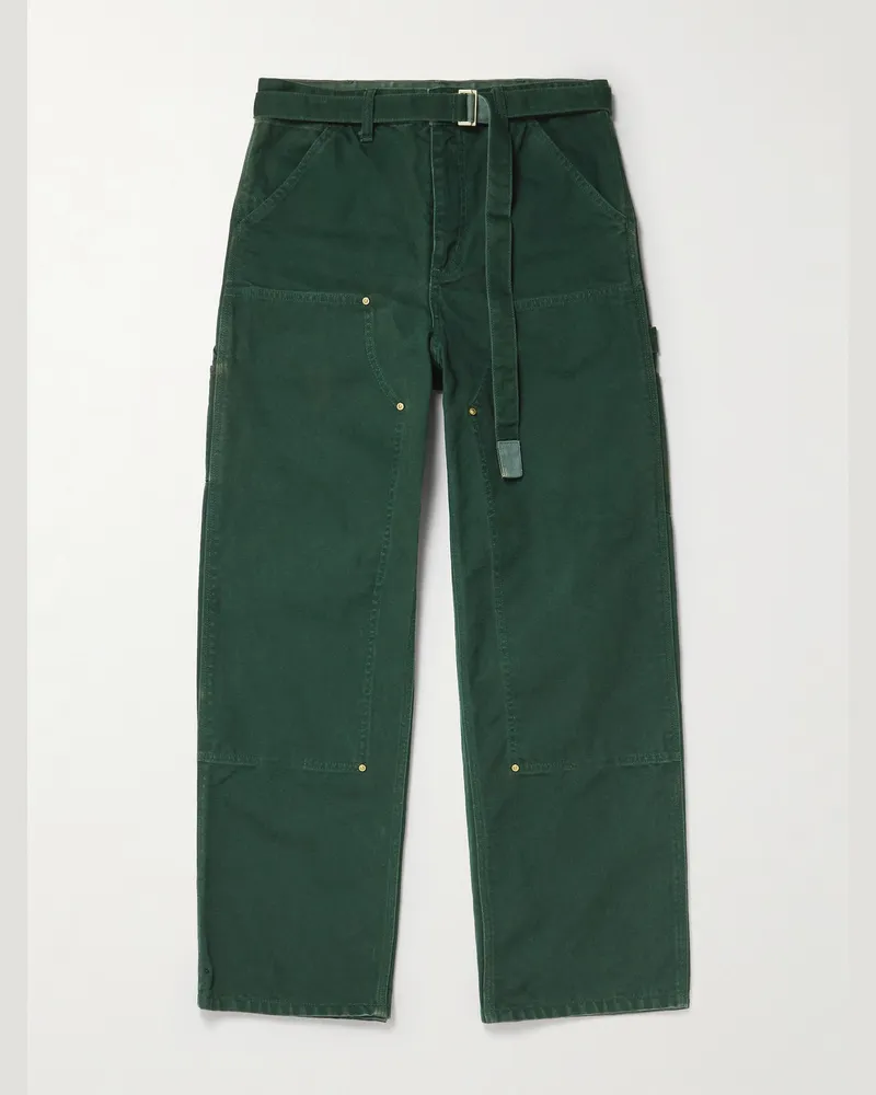 Sacai Carhartt WIP Gerade geschnittene Hose aus Baumwoll-Canvas mit Gürtel Grün