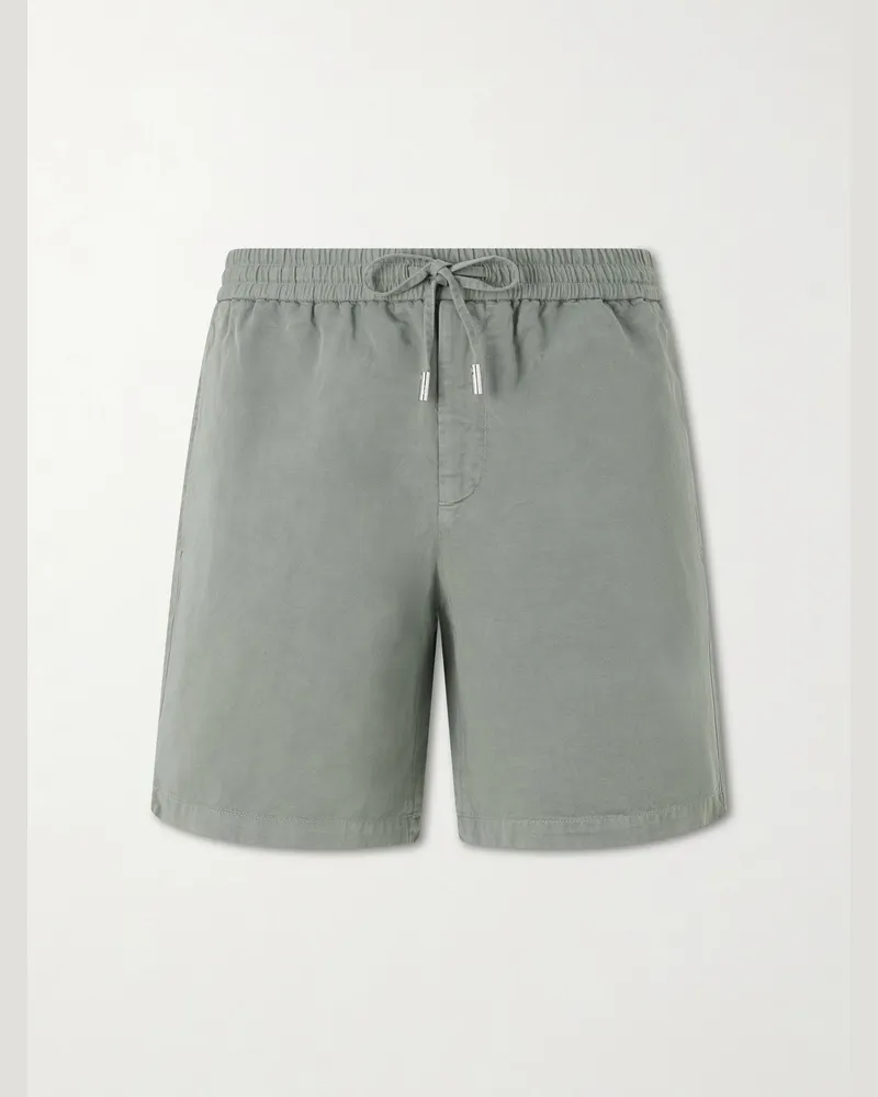 MR P. Straight-Leg Cotton and Linen-Blend Twill Drawstring Shorts Green