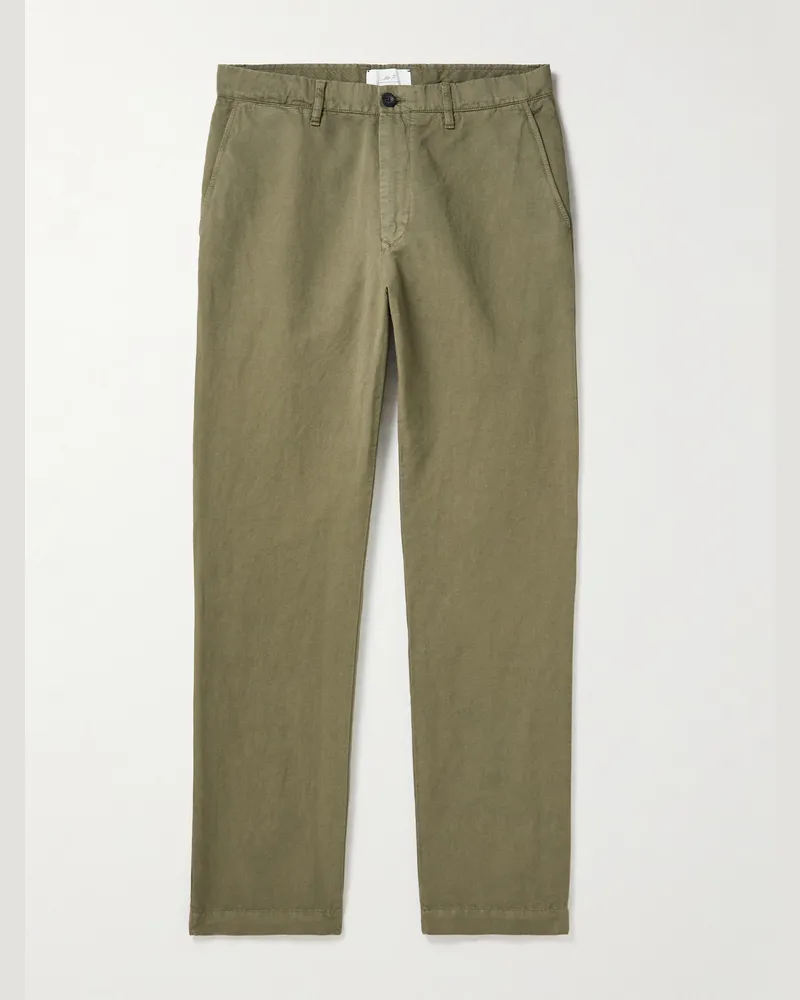 MR P. Cotton and Linen-Blend Twill Chinos Green