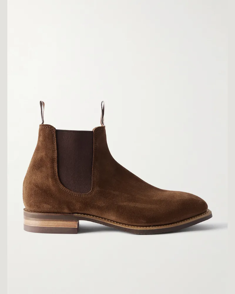 R.M.Williams Comfort Craftsman Chelsea Boots aus gewachstem Veloursleder Braun