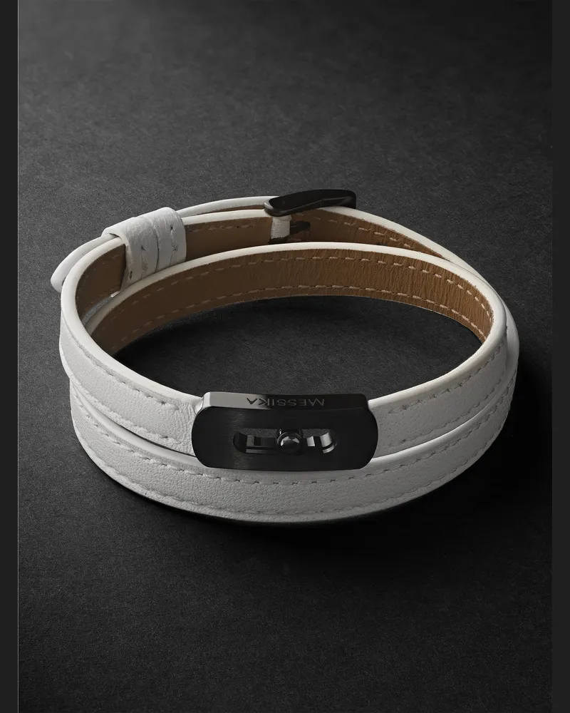 Messika DLC-Coated Titanium and Leather Bracelet White
