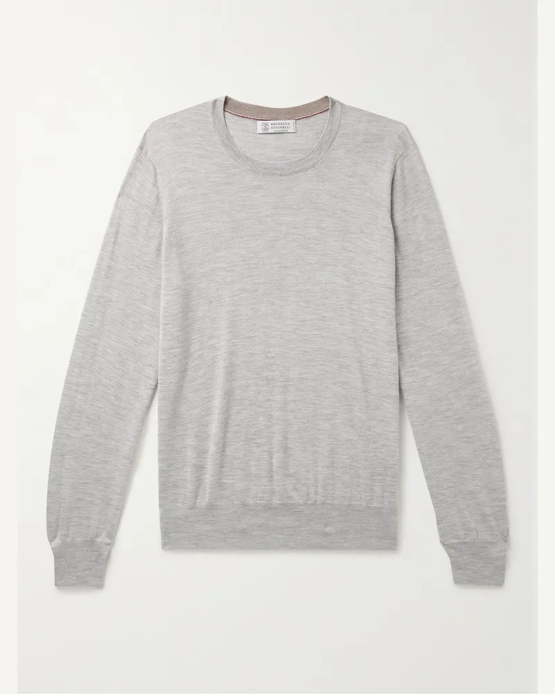 Brunello Cucinelli Pullover aus einer Kaschmir-Seidenmischung Grau