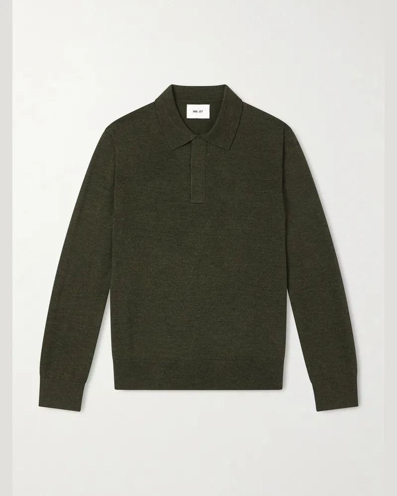 NN 07 Emerson 6605 Wool Polo Shirt Green