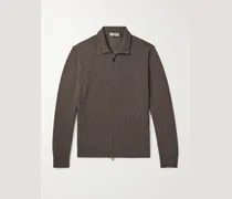 Cardigan aus einer Woll-Kaschmirmischung in Zopfstrick mit Reißverschluss