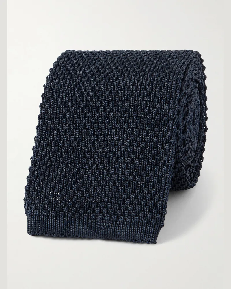 Brunello Cucinelli Krawatte aus Seidenstrick, 6 cm Blau