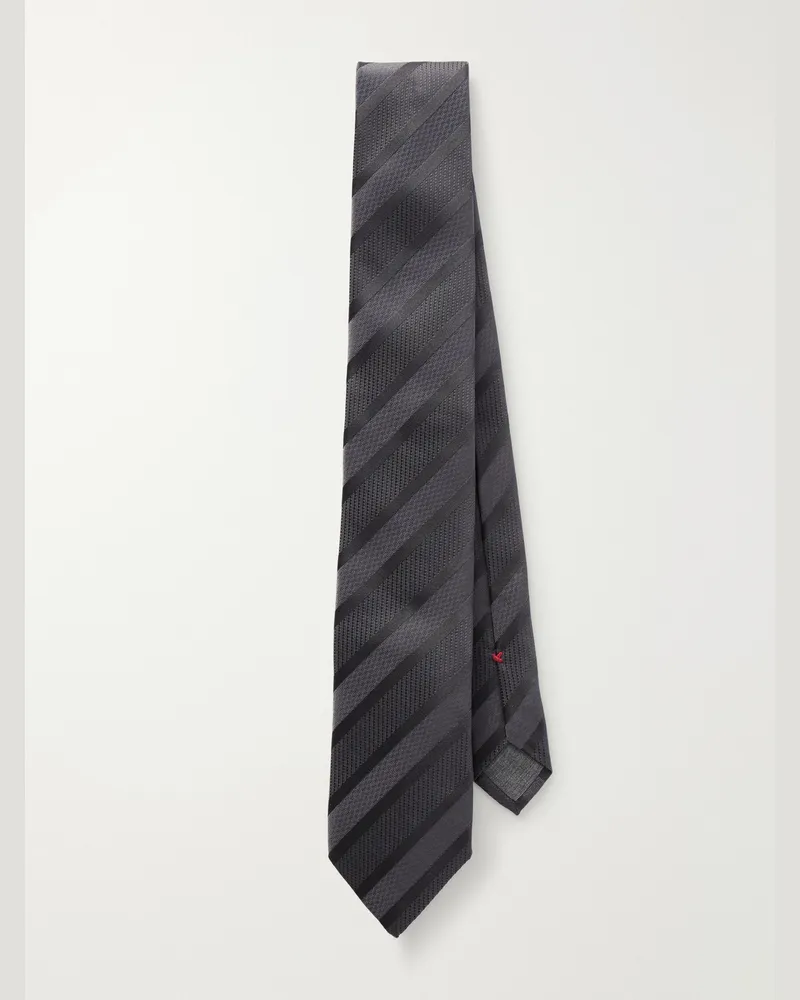 Brunello Cucinelli 7cm Silk-Jacquard Tie Gray
