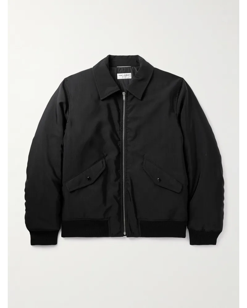 Saint Laurent Wattierte Bomberjacke aus Twill Schwarz