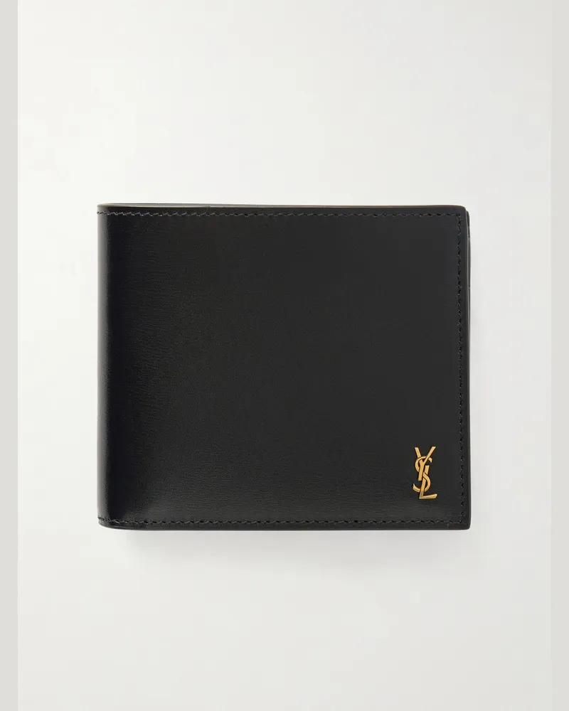 Saint Laurent Logo-Embellished Leather Bifold Wallet with Money Clip Black