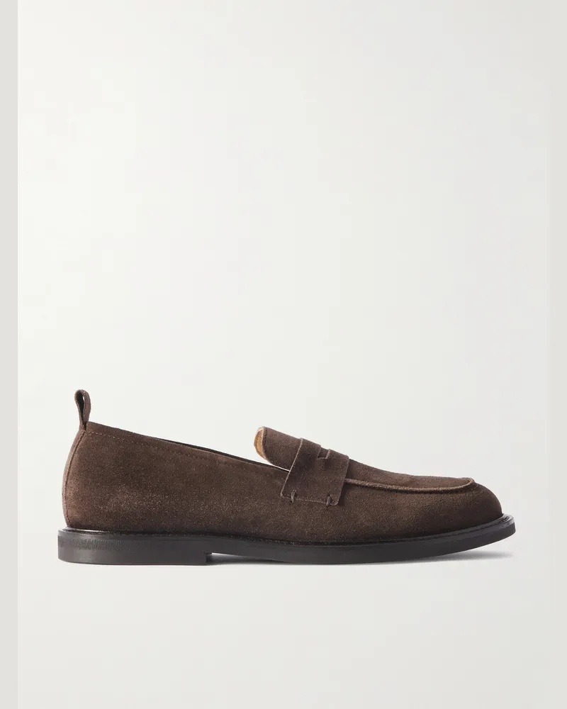 MR P. Leo Suede Penny Loafers Brown