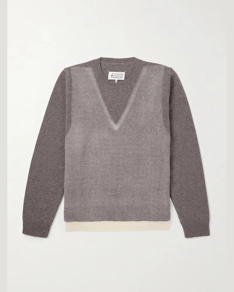 Maison Margiela Fused Brushed Virgin Wool Sweater Neutrals