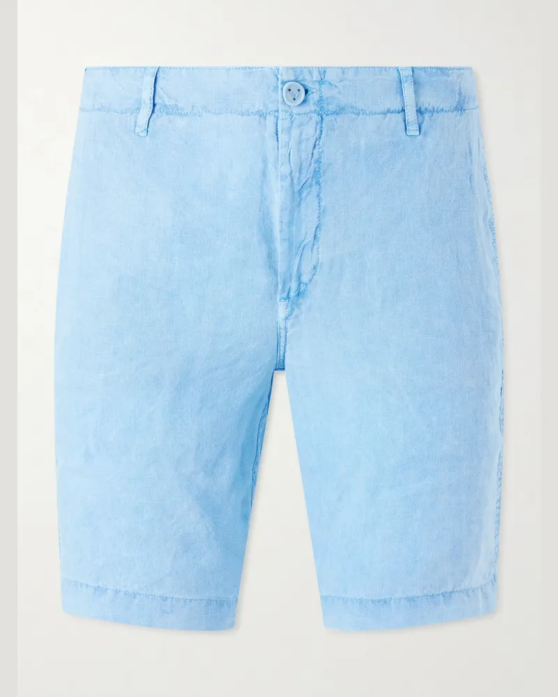 Vilebrequin Straight-Leg Garment-Dyed Linen Shorts Blue