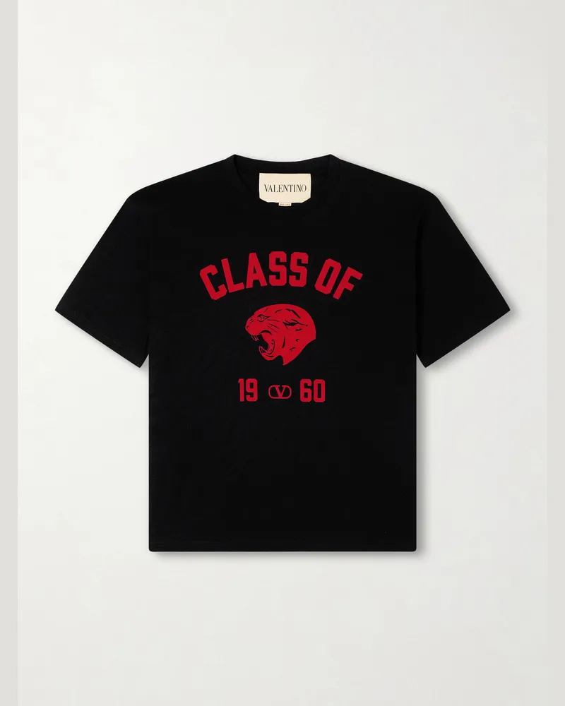 Valentino Garavani Logo-Print Cotton-Jersey T-Shirt Black