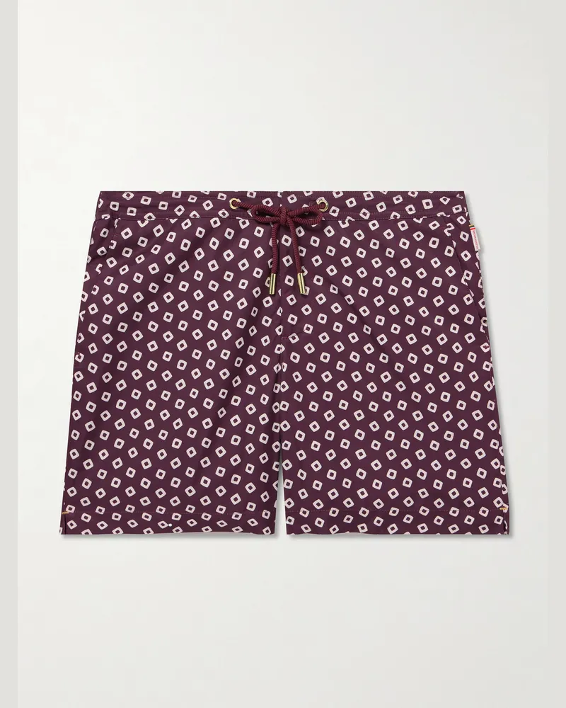 Orlebar Brown Bulldog gerade geschnittene mittellange Badeshorts aus recyceltem Shell mit Print Lila