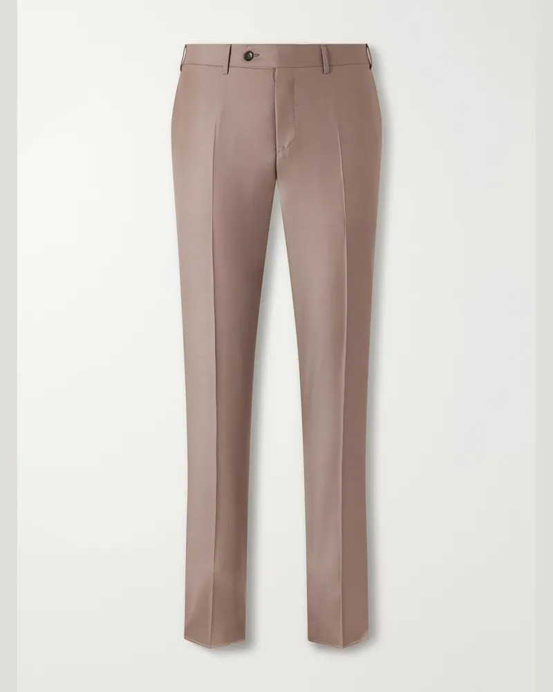 Canali Slim-Fit Wool-Twill Suit Trousers Brown