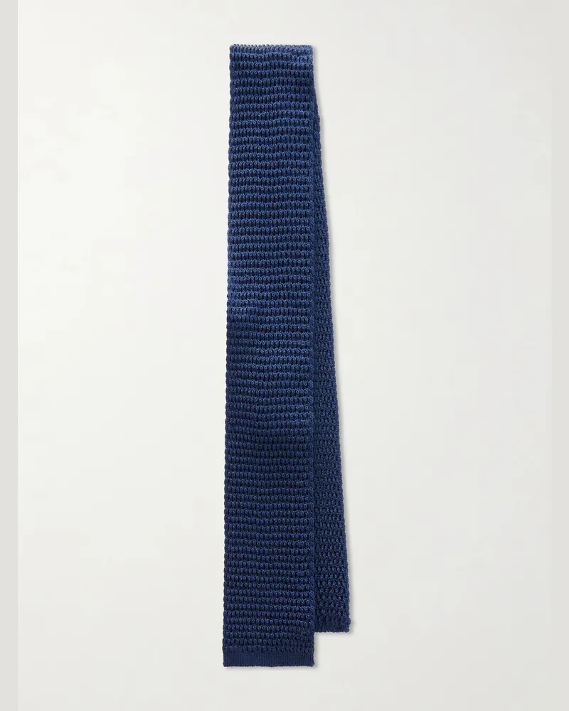 Tom Ford 7.5cm Knitted Silk Tie Blue