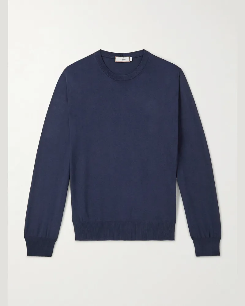 Canali Cotton Sweater Blue