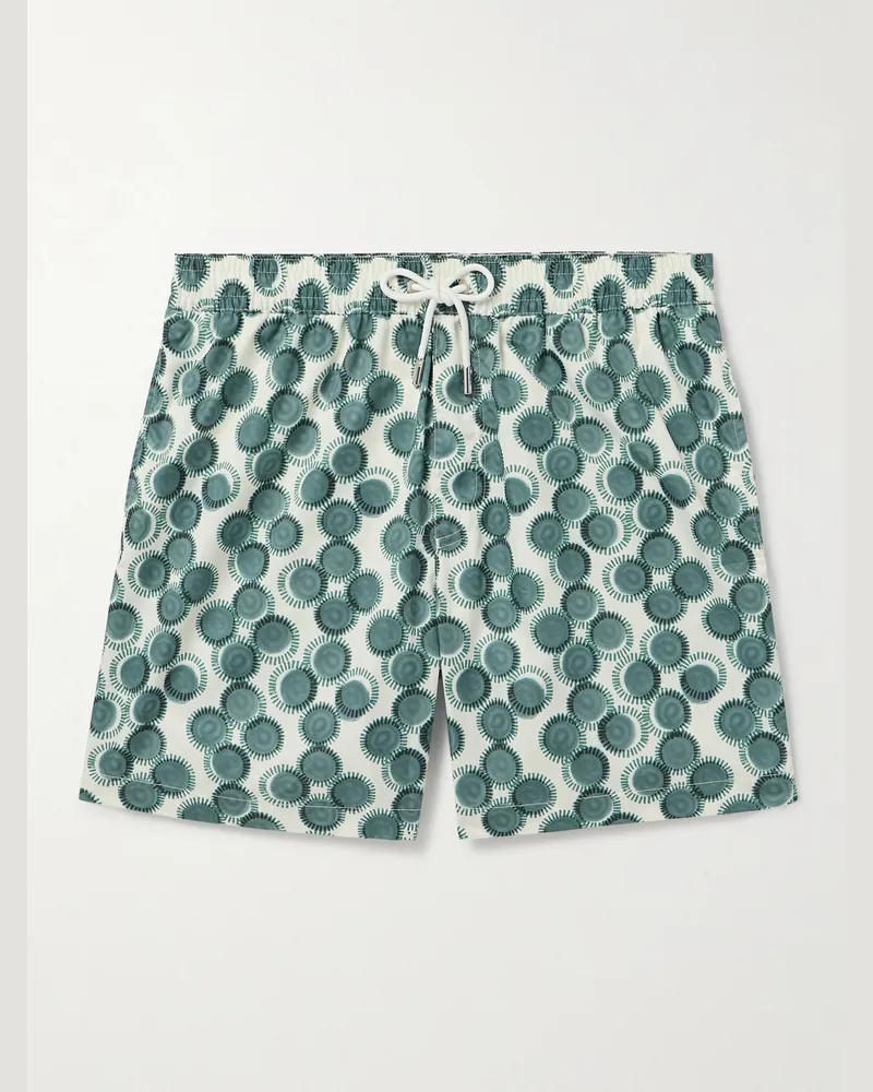 MR P. Gerade geschnittene mittellange Badeshorts mit Print Grün