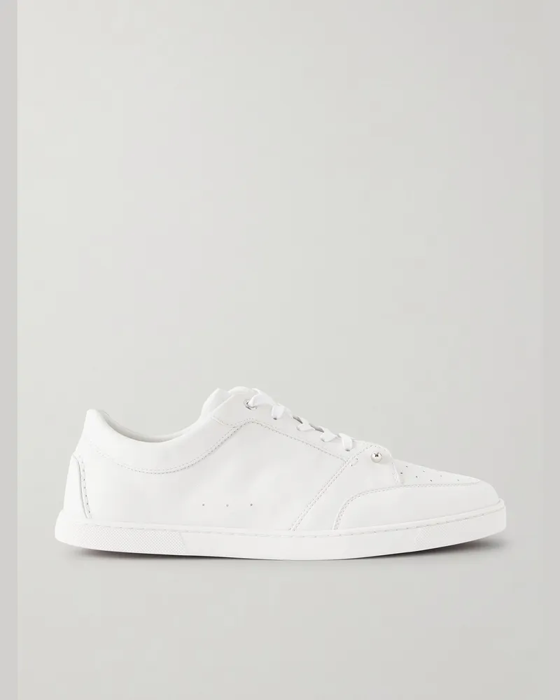 Christian Louboutin Chambelisneak Embellished Perforated Leather Sneakers White