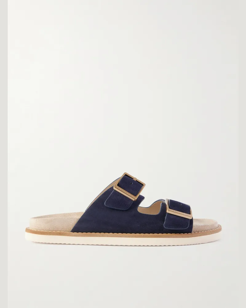 Brunello Cucinelli Sandalen aus Veloursleder Blau