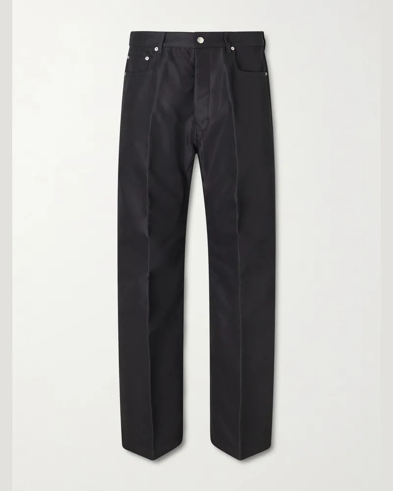 Rick Owens Geth Straight-Leg Organic Cotton-Blend Canvas Trousers Black