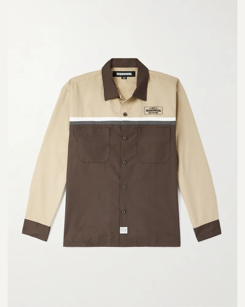 Neighborhood Zweifarbige Jacke aus Popeline Braun