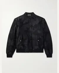 Valentino Garavani Bomberjacke aus Jacquard aus einer Baumwollmischung mit Camouflage-Muster Schwarz