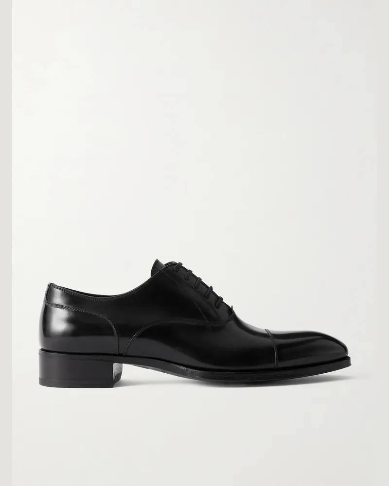 Tom Ford Elkan Burnished-Leather Oxford Shoes Black