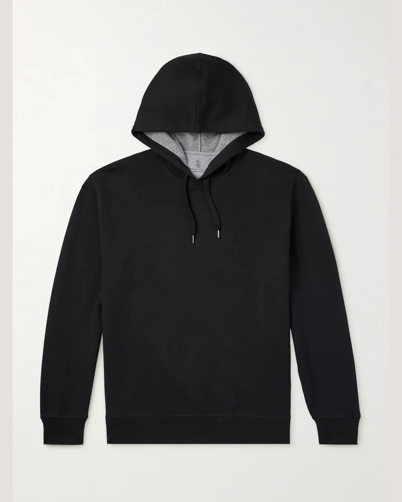 Brunello Cucinelli Hoodie aus Jersey aus einer Baumwollmischung Schwarz