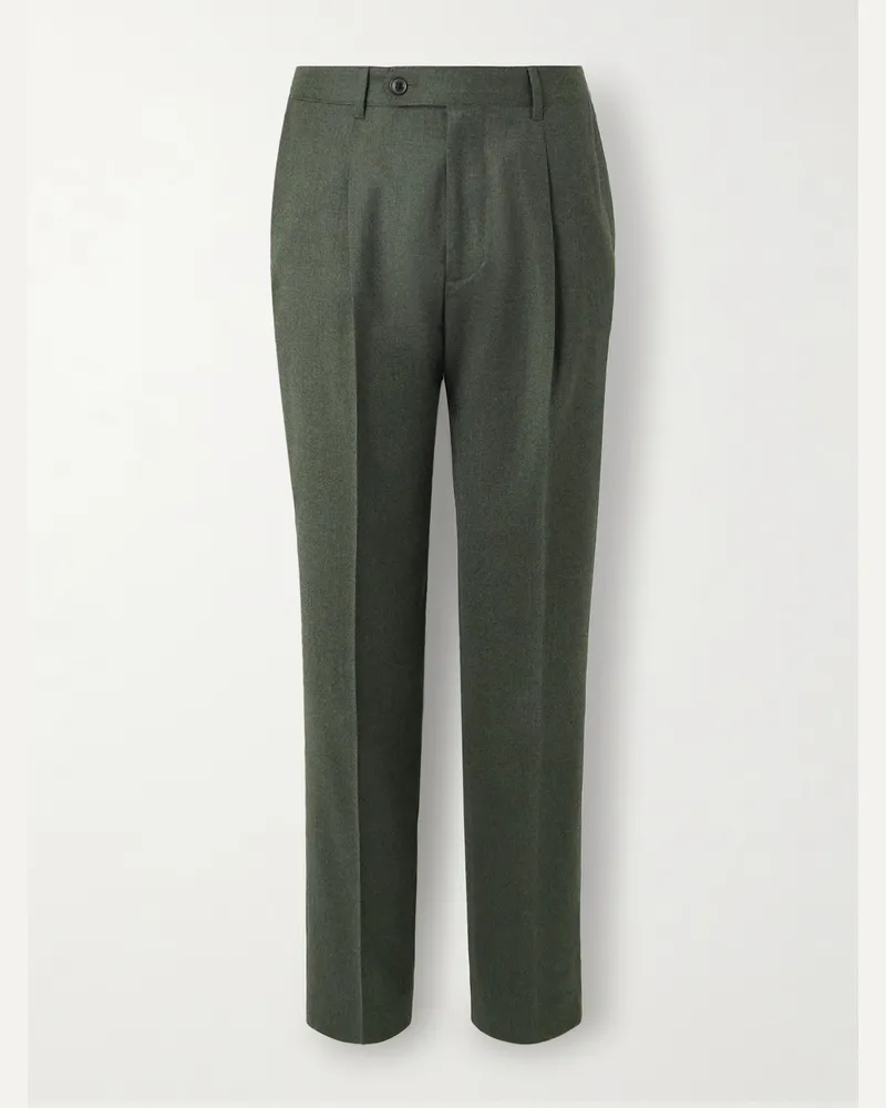 Paul Smith Straight-Leg Pleated Wool and Cashmere-Blend Suit Trousers Green