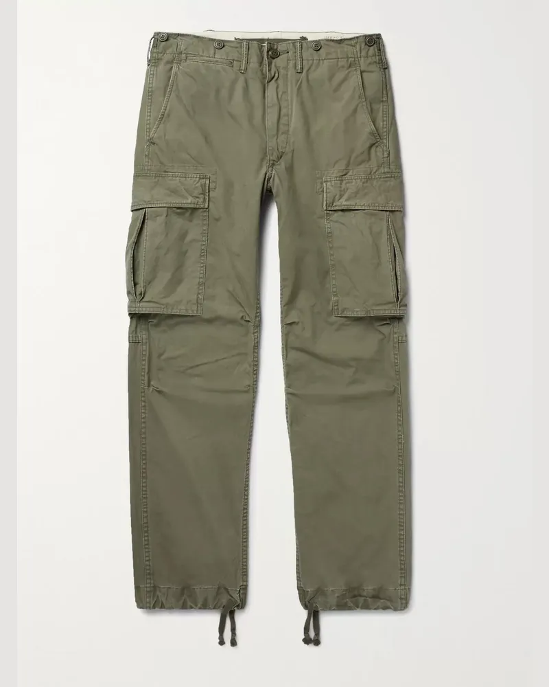 RRL Schmal geschnittene und schmaler zulaufende Cargohose aus vorgewaschener Baumwolle Grün