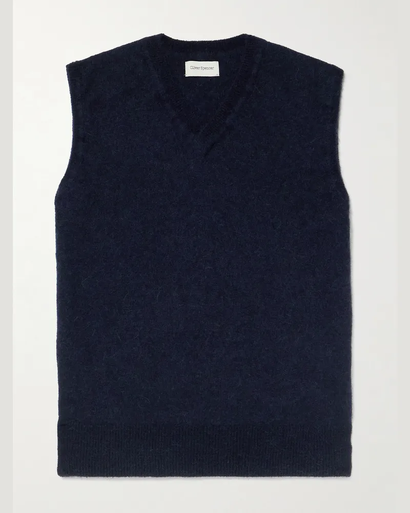Oliver Spencer Graves ärmelloser Strickpullover Blau