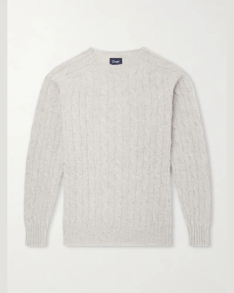 Drake's Cable-Knit Virgin Wool Sweater Gray