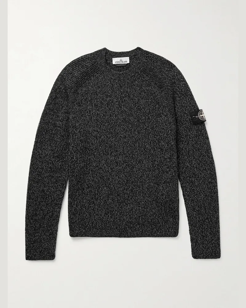 Stone Island Pullover aus reflektierendem Rippstrick mit Logodetail Schwarz