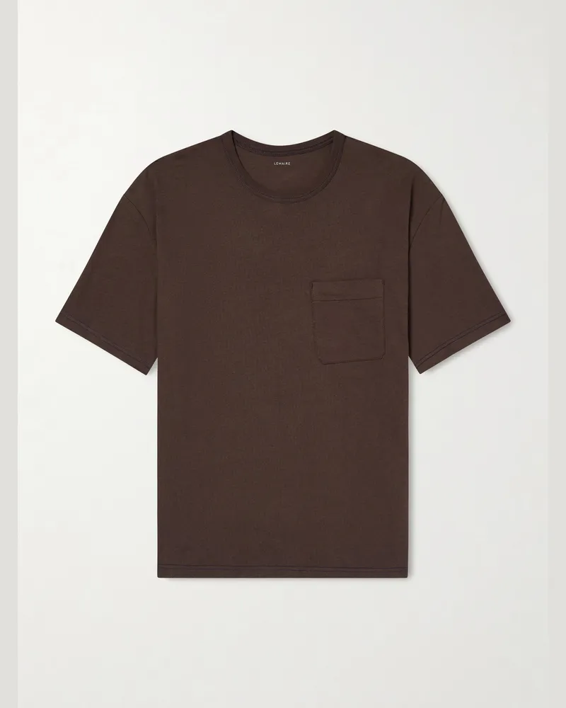 Christophe Lemaire Cotton and Linen-Blend Jersey T-Shirt Brown