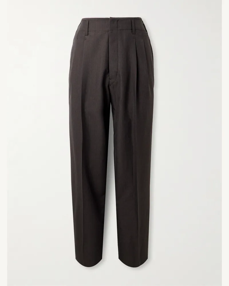 Christophe Lemaire Gerade geschnittene Hose aus Sommer-Twill mit Falten Braun