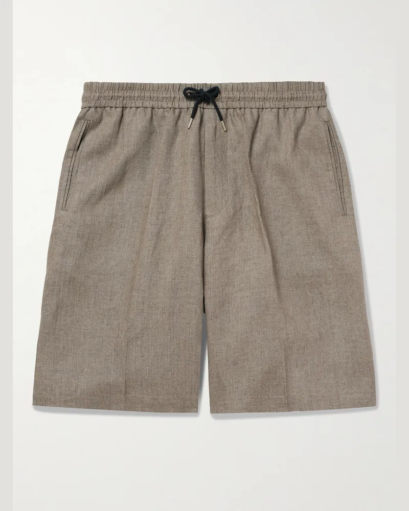 Paul Smith Gerade geschnittene Shorts aus Leinen mit Kordelzugbund Braun