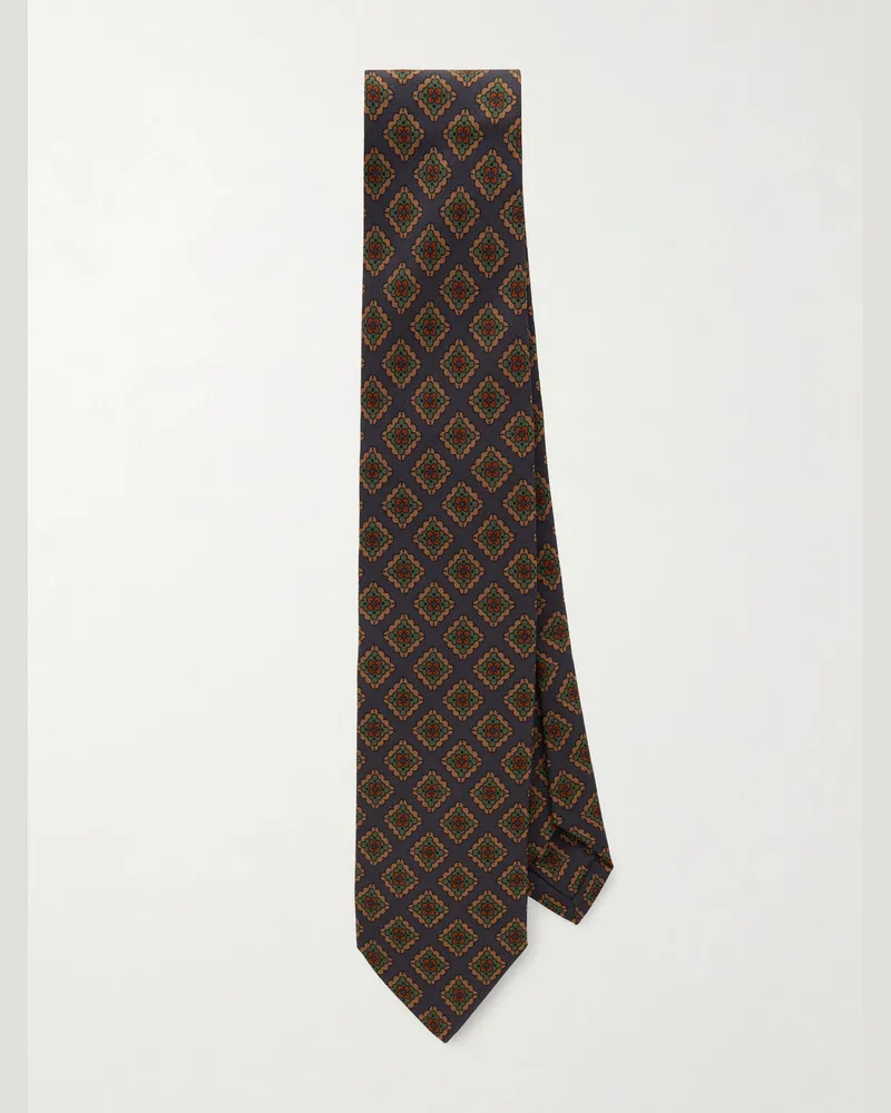 Drake's 8cm Floral-Print Wool and Silk-Blend Tie Blue