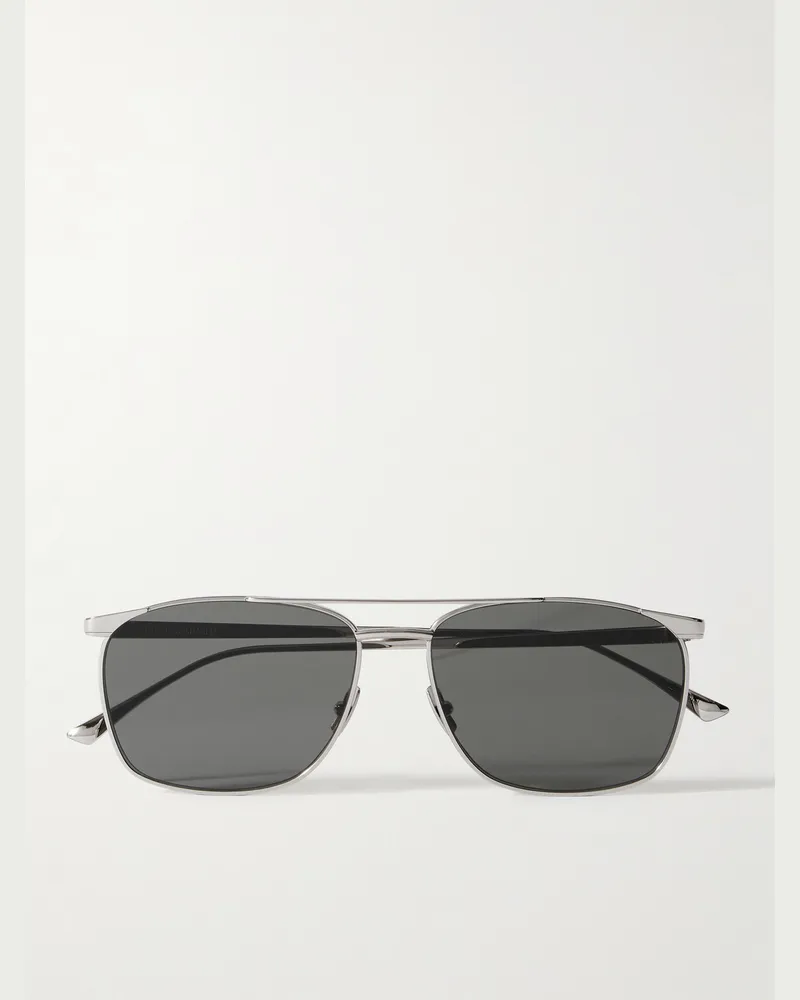 Saint Laurent Aviator-Style Silver-Tone Sunglasses Silver