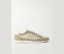Suede-Trimmed Canvas Sneakers