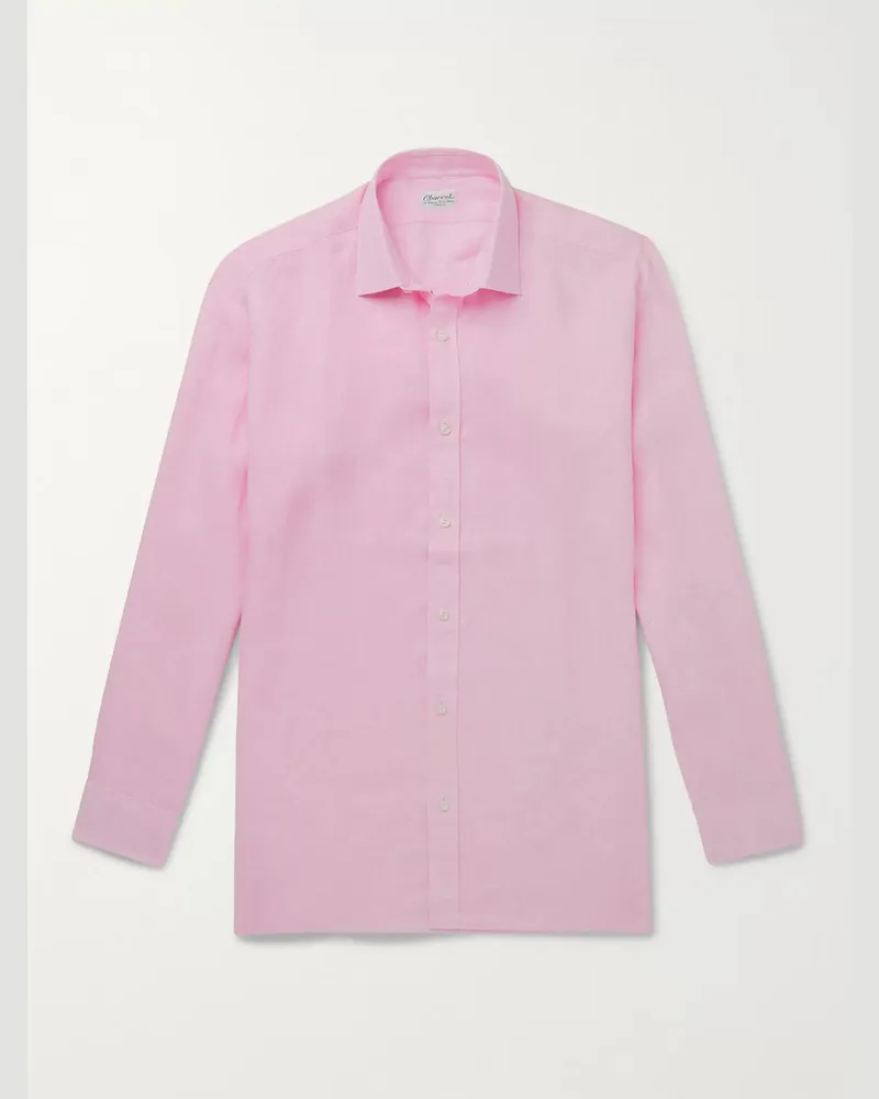 Charvet Hemd aus Leinen Pink
