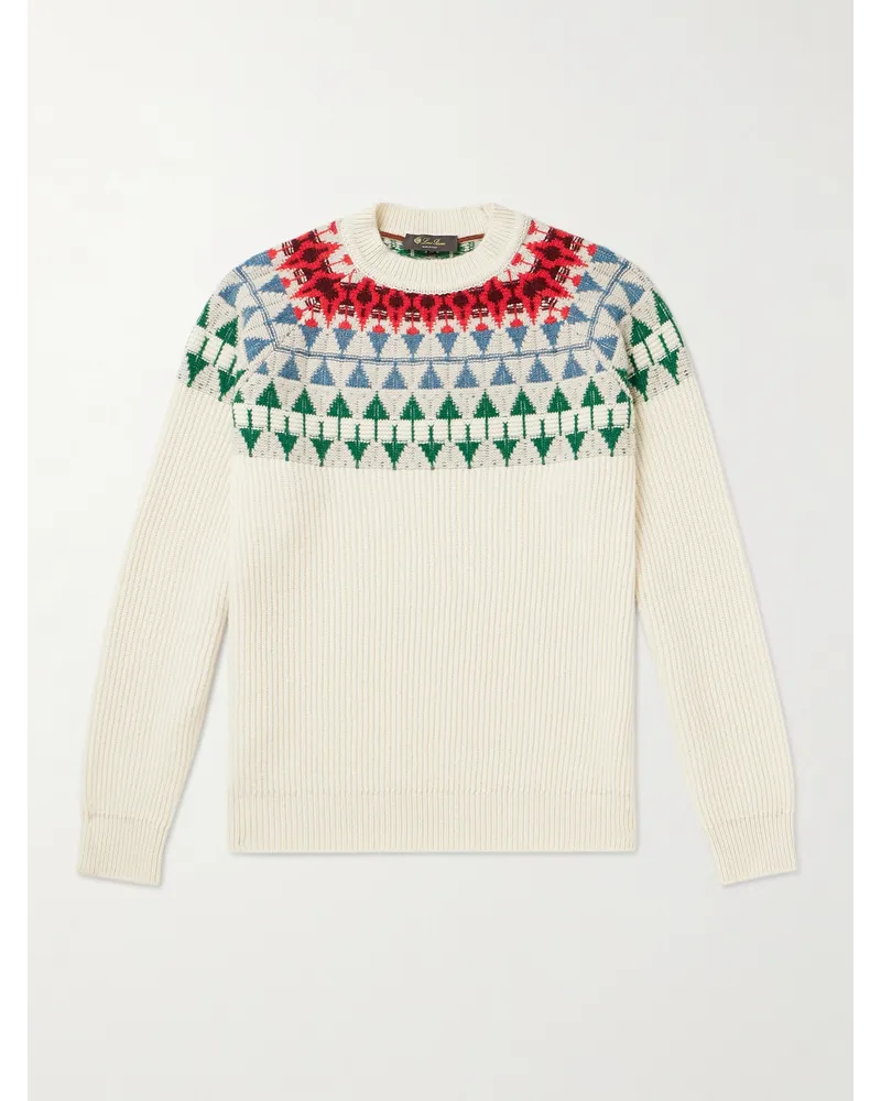 Loro Piana Pullover aus Kaschmir mit Fair-Isle-Muster Neutral