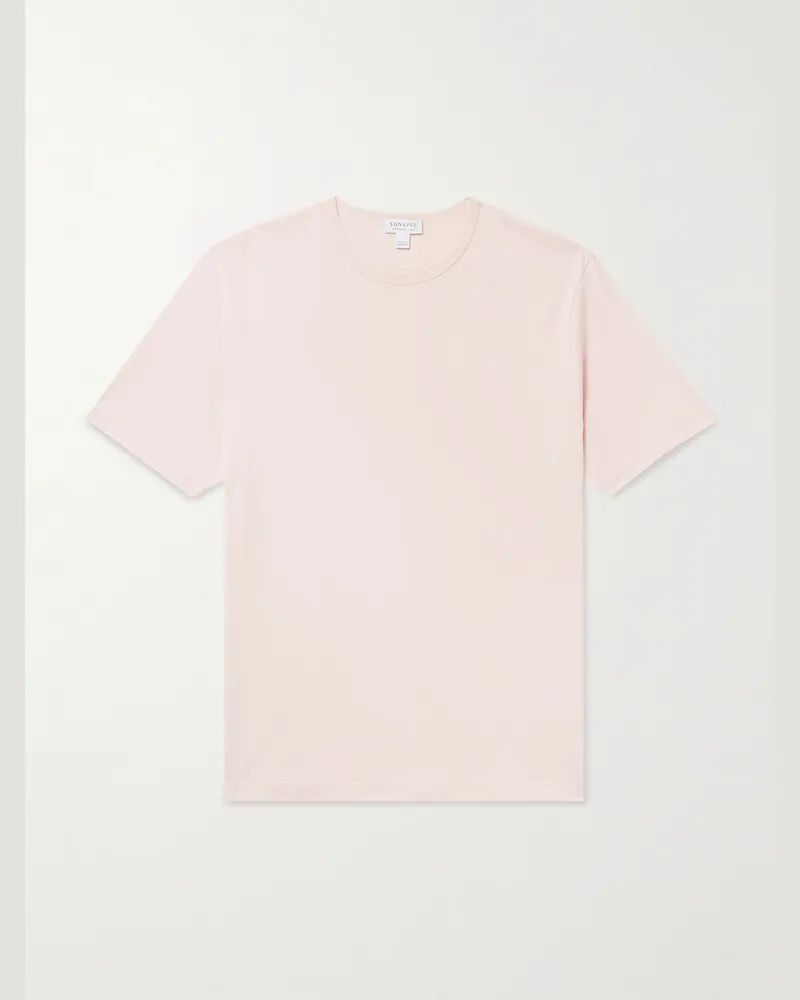 Sunspel Schmal geschnittenes T-Shirt aus Baumwoll-Jersey Pink