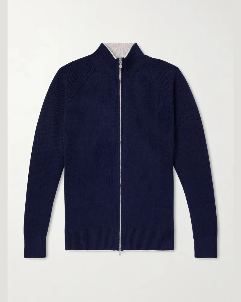 Eleventy Cardigan aus Kaschmir mit Reißverschluss Blau