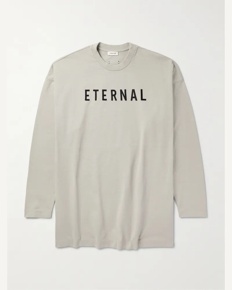 Fear of God Eternal Oversized-Oberteil aus Baumwoll-Jersey mit Logoflockdruck Grau
