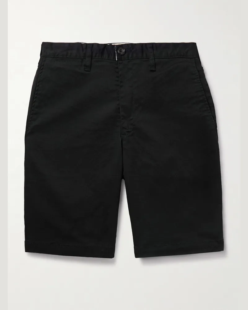 Beams Plus Ivy schmal geschnittene Shorts aus Twill aus einer Baumwollmischung Blau